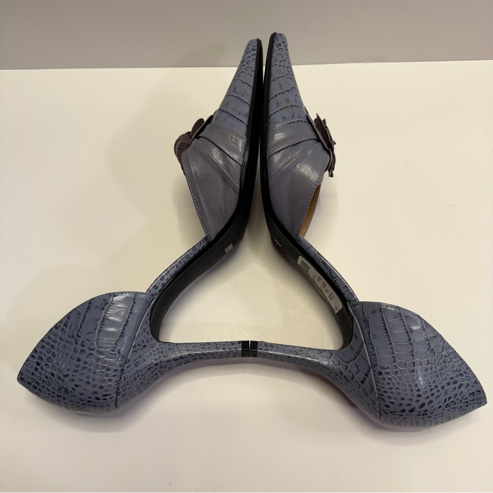 Franco Sarto Croc Embossed D’Orsay Heels Floral Accent Size 8.5 Periwinkle NWOB - Picture 6 of 10